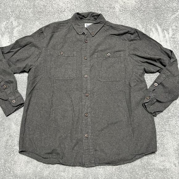 Duluth Shirt Mens Large Free Swingin' Flannel Relaxed Fit Gray Button - Picture 1 of 8
